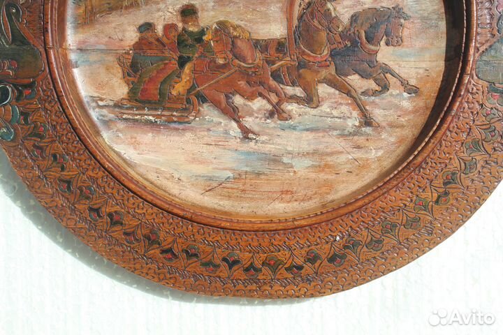 Блюдо в Русском стиле. Тройка. Абрамцево. До 1917г