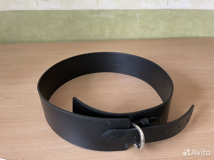 Ремень женский кожаный черный широкий