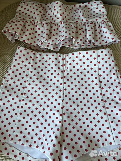 Костюм Zara в горошек S шорты и топ бюстье