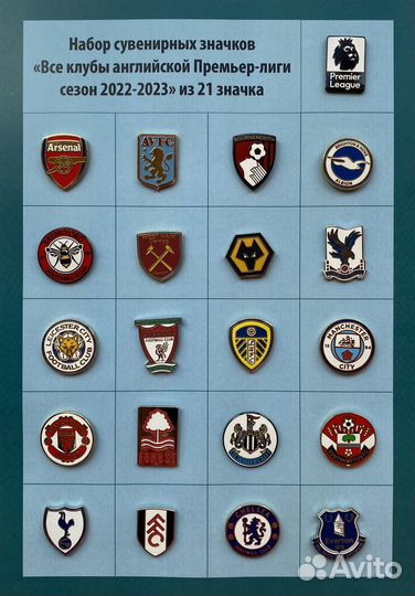 Набор футбольных значков Премьер-Лига Англии