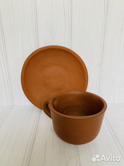 Кофейная пара из красной глины