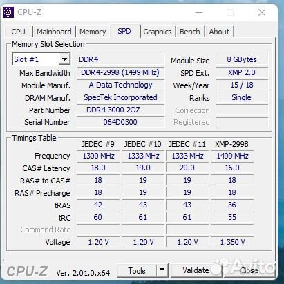 Оперативная память DDR4 A-Data XPG 8 Гб