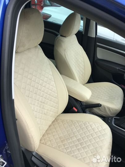 Чехлы на автомобильные сидения экокожа+алькантара