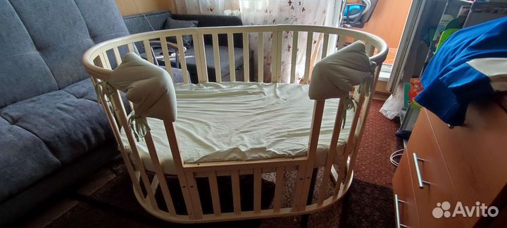 Детская кроватка трансформер круглая