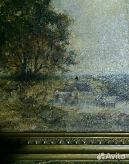 Старинная картина пейзаж середины 19 века Европа