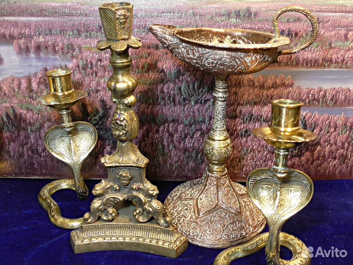 Подсвечники.Старинные.Латунь.Медь.Англия