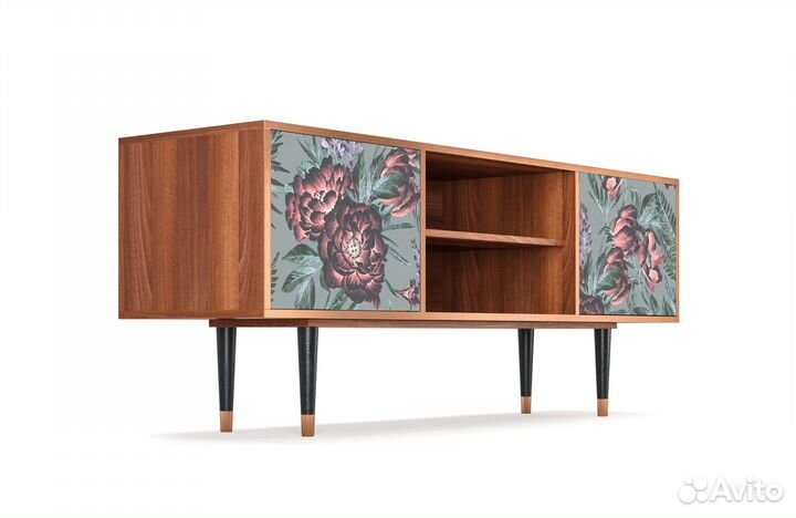 Тв-тумба T2 - Орех - Light Peonies