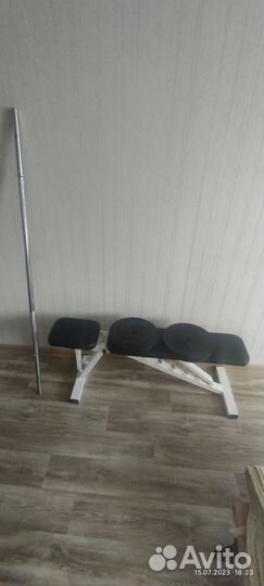 Турник 3 в 1 + гриф + блины+ скамья для жима