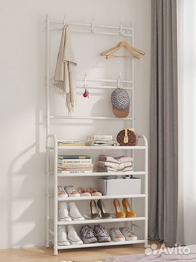 Вешалка напольная с полками для обуви
