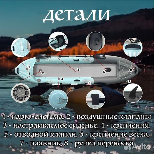 Надувной двухместный каяк байдарка tourus Kayak-2