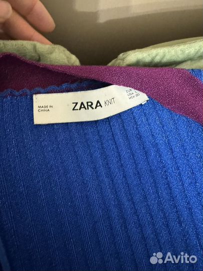 Платье кардиган zara трикотажный с метал блеском