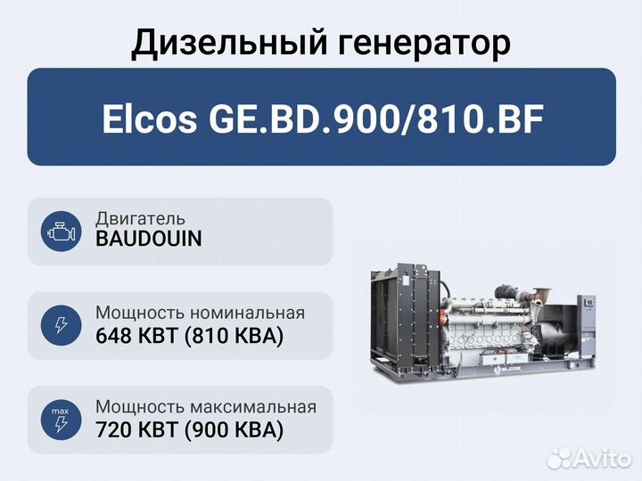 Дизельный генератор Elcos GE.BD.900/810.BF