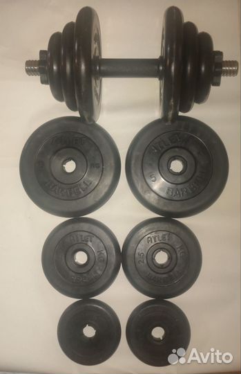 Набор разборных обрезиненных гантели, блинов