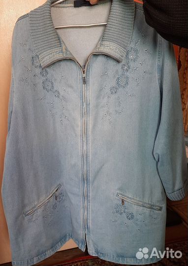 Куртка джинc со стразами большой размер 11xl64-70