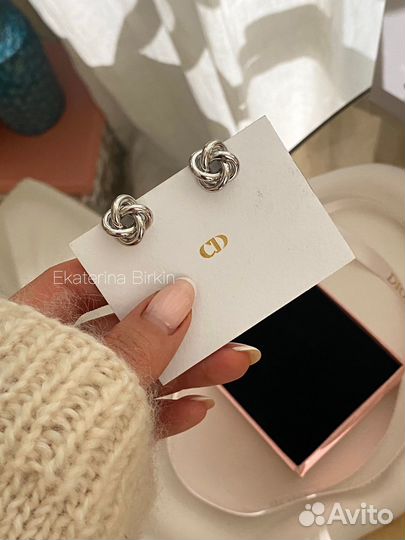 Серьги celine knot мини пусеты цвет серебро