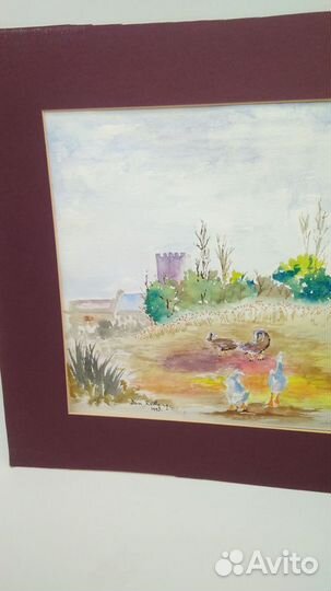 Картина винтажная акварель Гуси 40*50 см в пасп