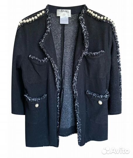 Черный хлопковый жакет/пиджак Chanel PRE-owned