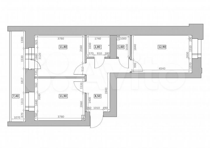 2-к. квартира, 57,1 м², 6/10 эт.