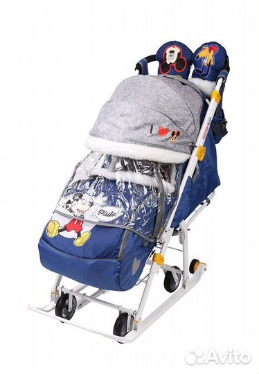 Детские санки коляска Микки Маус