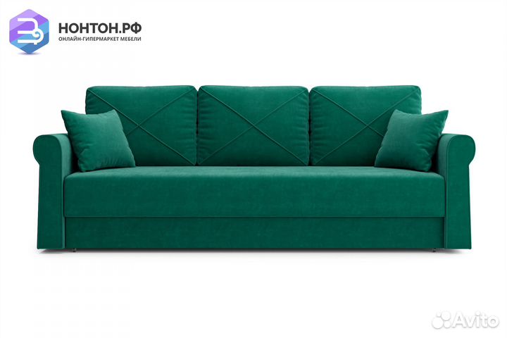 Диван еврокнижка Лира 3-х местный изумрудный