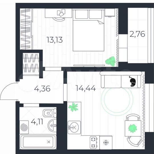 1-к. квартира, 37,4 м², 3/8 эт.