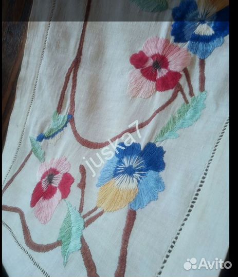 Вышивка Дорожка СССР Гладь Анютины глазки