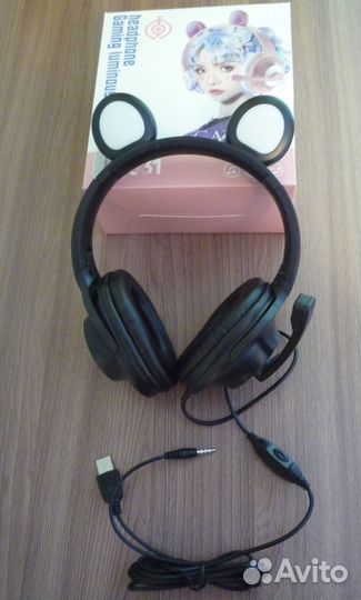 Светящиеся игровые наушники (Кошачьи ушки)