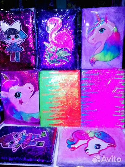 Блокноты С мехом И пайетками