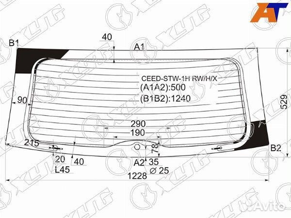 Стекло заднее KIA ceed