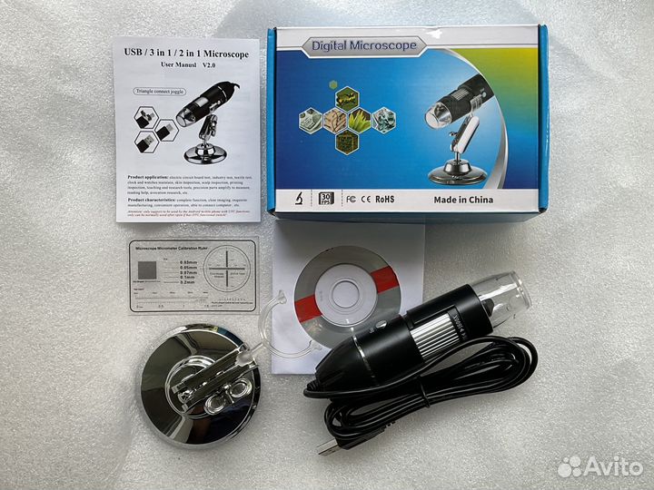 Микроскоп цифровой с подсветкой, увеличение 1600Х