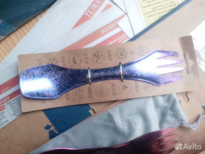 Титан ложка вилка 165 мм 18 грамм tito Titanium