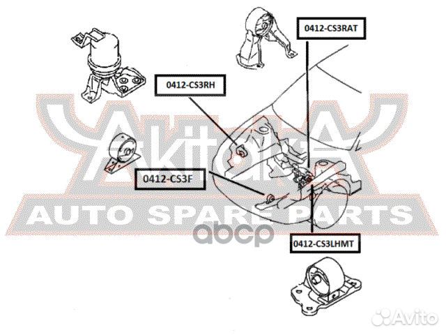 Подушка двигателя правая 0412CS3RH asva