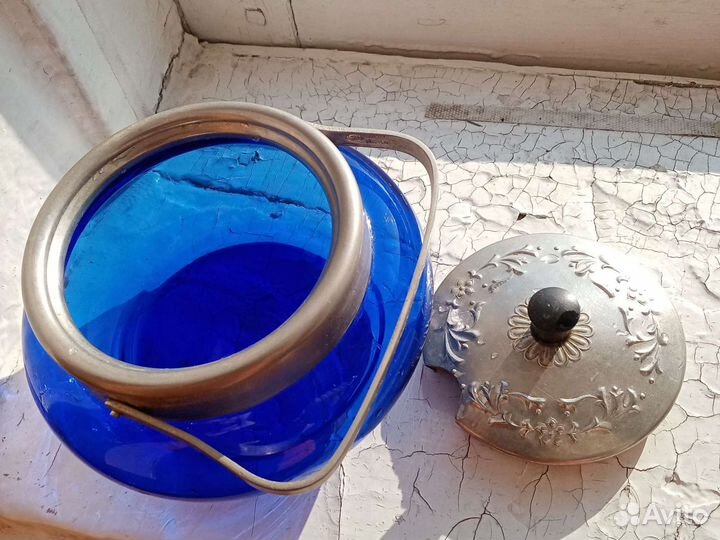 Сахарница СССР салатники синее стекло