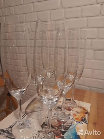 Набор фужеров (бокалы) из богемского стекла. Чехия