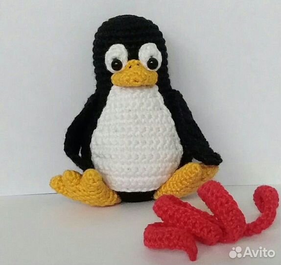 Вязаный пингвин Tux Linux, игрушка-амигуруми
