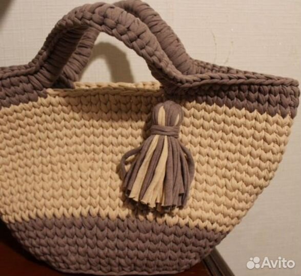 Сумка вязаная handmade (ручная работа) бежевая