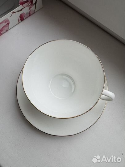 Чашка с блюдцем ифз новая Яблочко Золотая лента