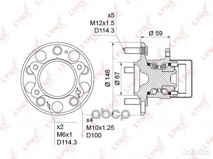 Ступица колеса зад прав/лев WH1240 lynxauto