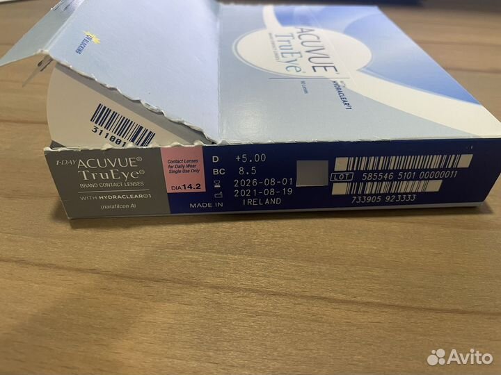 Линзы acuvue trueye 1 day +5.00