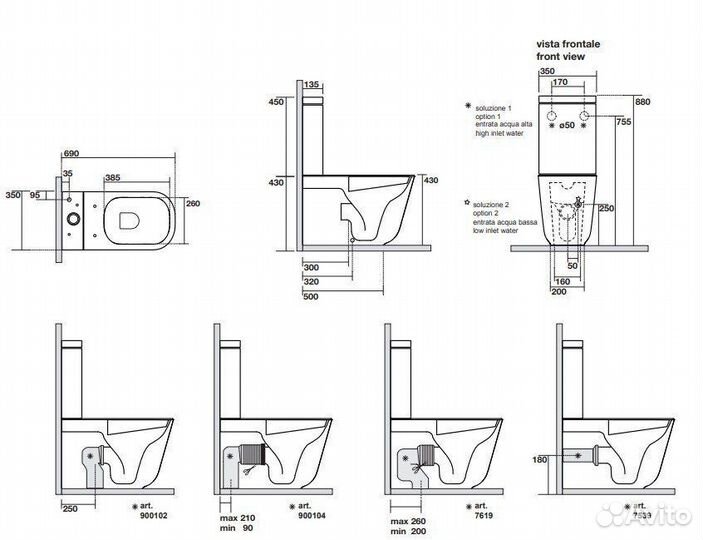 Унитаз напольный kerasan Tribeca моноблок с бачком с сиденьем 511730+378130+750990 Geberit+519130