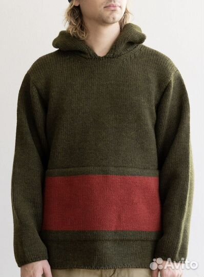 Джемпер Nigel Cabourn fisherman Army/Red