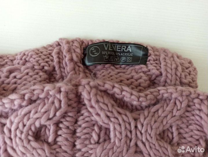 Шарф-снуд вязаный пудровый новый