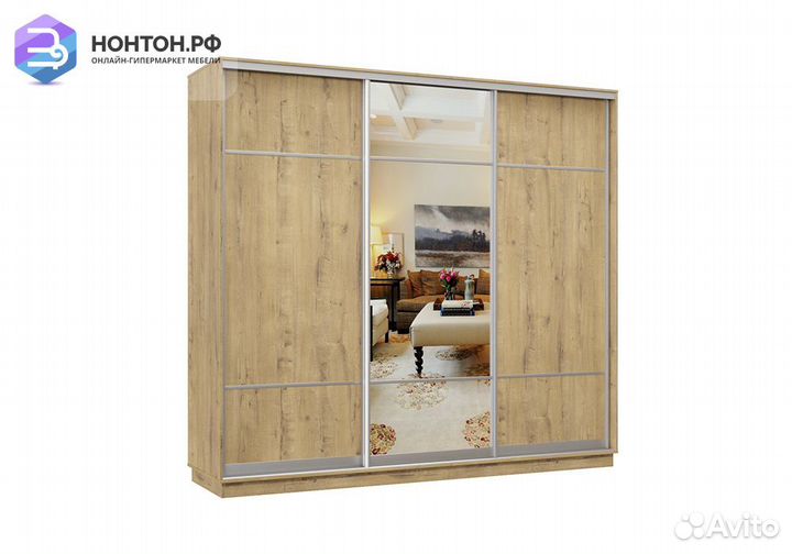 Шкаф-купе трёхдверный Приор с 1 зеркалом бунратти