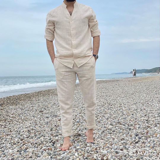 Мужской летний костюм двойка лен
