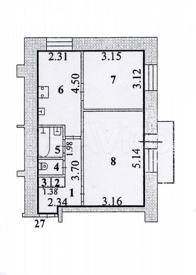 2-к. квартира, 44,4 м², 6/9 эт.