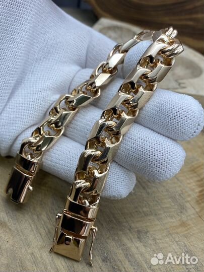 Мужской золотой браслет бисмарк модерн 132гр