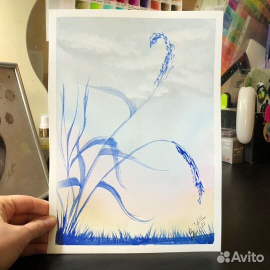 Картина Восход Акварелью 27х19см