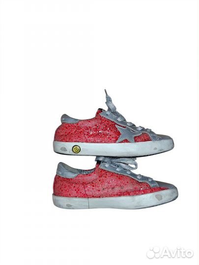 Кеды Golden Goose Superstar Rosso Glitter argento