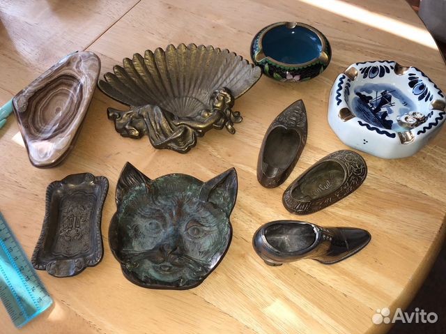 Пепельницы в ассортименте: бронза, латунь, фарфор