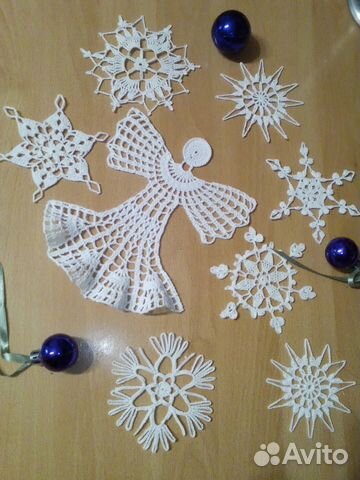 Набор из 7 снежинок и Ангела